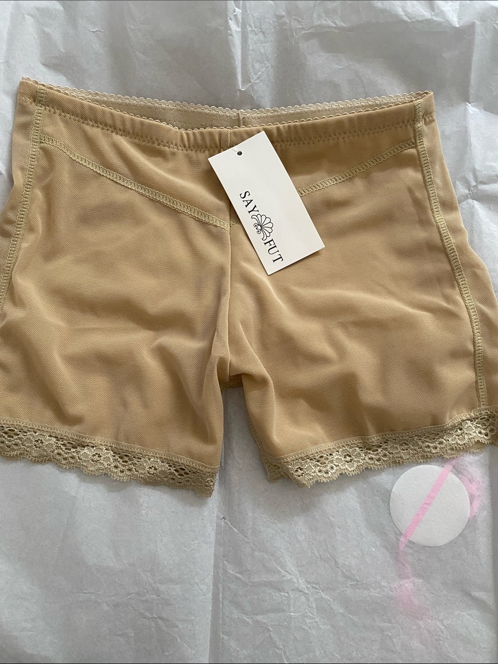 Sayfut Nude Lace Trim Seamless Boyshorts